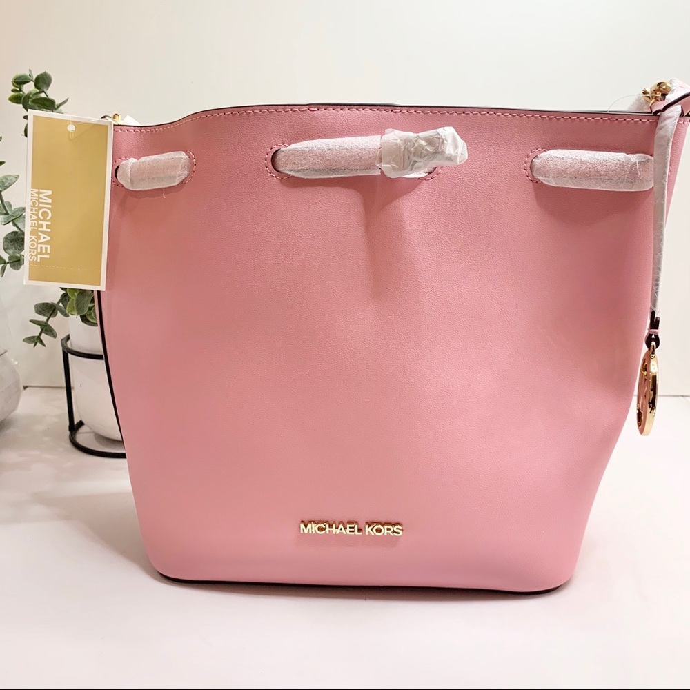 Michael Kors Eden Medium Bucket Leather Shoulder Crossbody bag Pink - Picture 10 of 15
